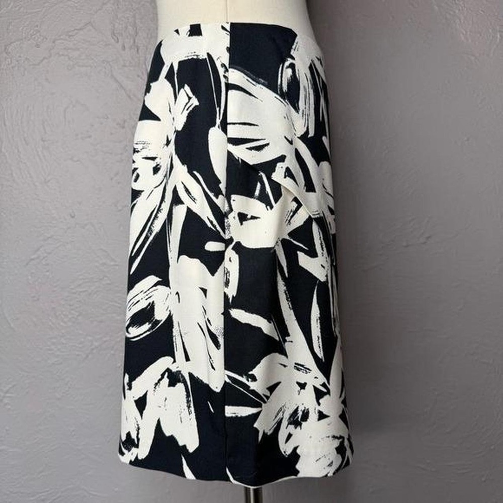 Banana Republic Vintage 2 Abstract Tropical Floral Skirt Black White Career - Picture 5 of 8
